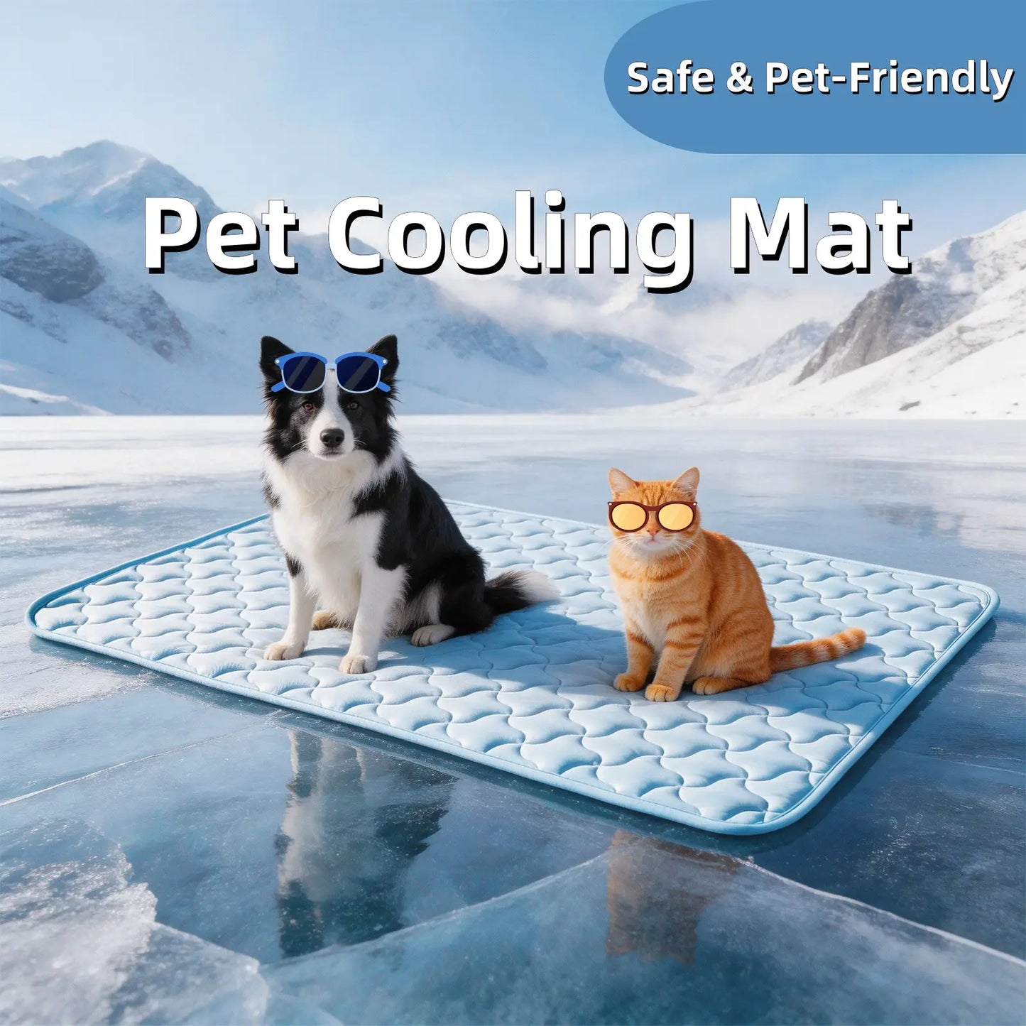 MIXJOY Chill Mat for Dogs & Cats - Q-Max>0.5 Cooling Comfort, Machine Washable, Anti-Slip, Perfect for Indoor/Outdoor Travel - Blue