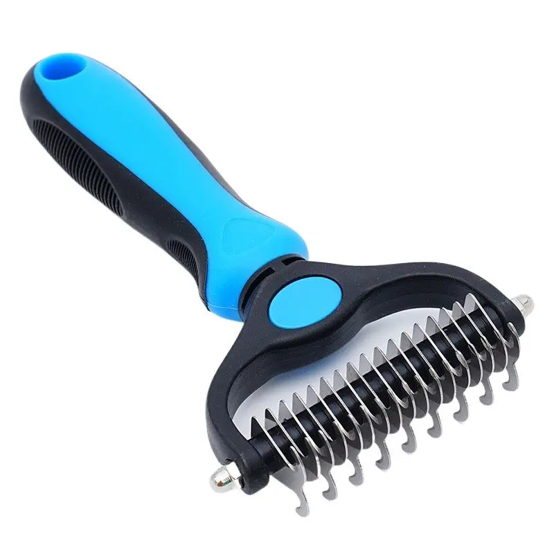 Extra Wide Double-Sided Pet Grooming Rake - Ideal Shedding Brush for Long-Coated Dogs