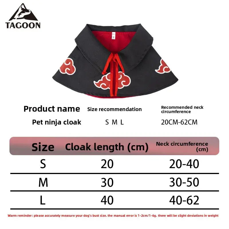 Akatsuki Pet Cloak - Stylish Anime Ninja Cape for Cats & Dogs, Perfect for Parties & Photo Shoots!