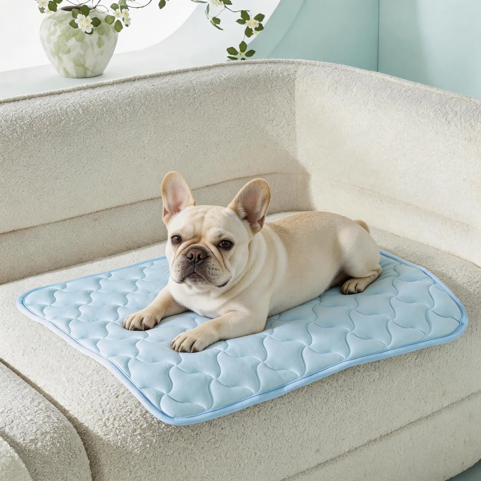 MIXJOY Chill Mat for Dogs & Cats - Q-Max>0.5 Cooling Comfort, Machine Washable, Anti-Slip, Perfect for Indoor/Outdoor Travel - Blue