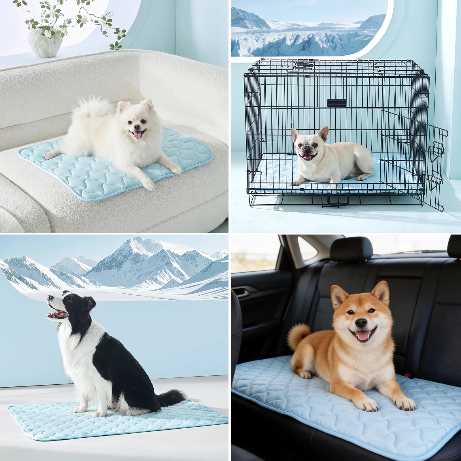MIXJOY Chill Mat for Dogs & Cats - Q-Max>0.5 Cooling Comfort, Machine Washable, Anti-Slip, Perfect for Indoor/Outdoor Travel - Blue