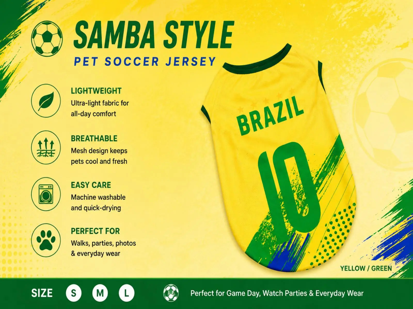 Adorable Pet Soccer Jersey - Stylish Game Day Outfit for Small & Medium Dogs and Cats