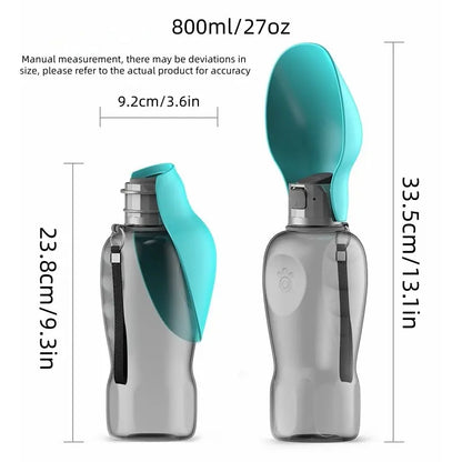 Portable Pet Travel Water Bottle - 800ml Large Capacity, One-Click Flip Lid, Leak Proof Design, Ideal for Cats and Dogs