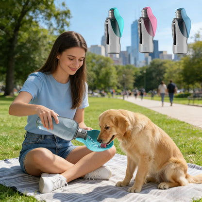 Portable Pet Travel Water Bottle - 800ml Large Capacity, One-Click Flip Lid, Leak Proof Design, Ideal for Cats and Dogs