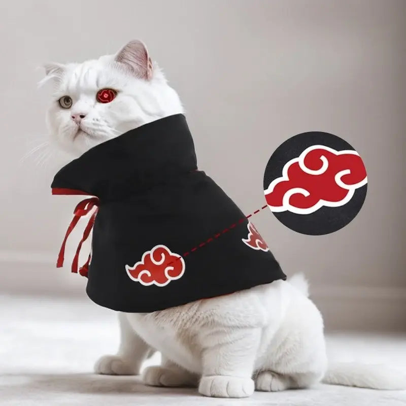 Akatsuki Pet Cloak - Stylish Anime Ninja Cape for Cats & Dogs, Perfect for Parties & Photo Shoots!