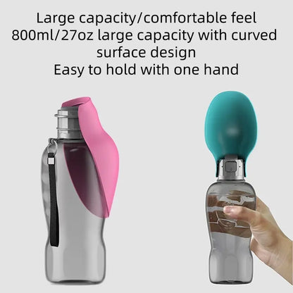 Portable Pet Travel Water Bottle - 800ml Large Capacity, One-Click Flip Lid, Leak Proof Design, Ideal for Cats and Dogs
