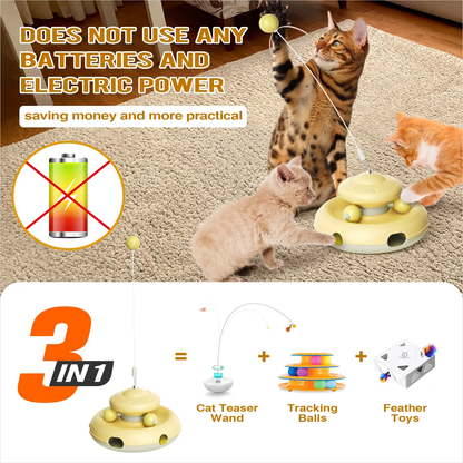 Engaging KADTC Cat Interactive Toys - Feather Teaser Wand & Tracking Balls for Happy, Healthy Cats! Perfect Birthday Gift for Kittens & Cats!