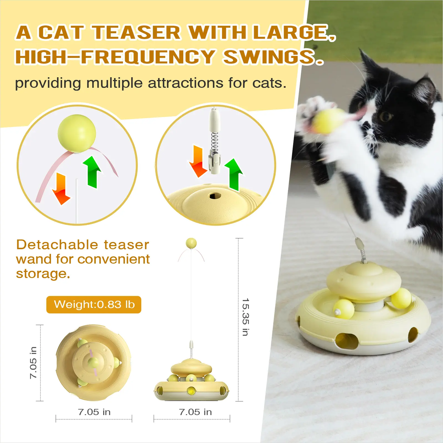 Engaging KADTC Cat Interactive Toys - Feather Teaser Wand & Tracking Balls for Happy, Healthy Cats! Perfect Birthday Gift for Kittens & Cats!