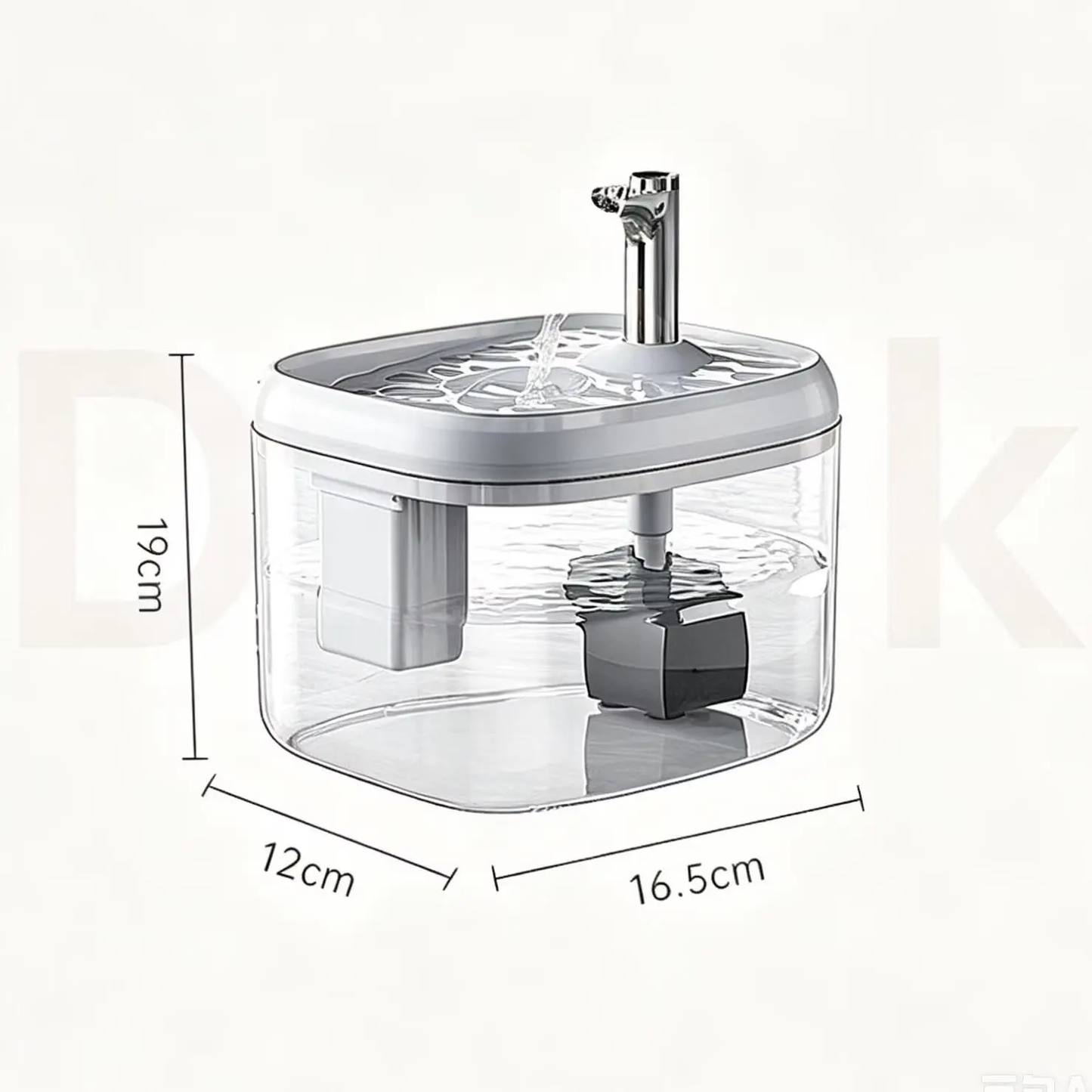 USB-Powered 1.5L Cat Water Fountain - Automatic Filtered Drinking Dispenser for Cats & Small Dogs - Clear Grey Fresh Water Bowl