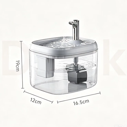 USB-Powered 1.5L Cat Water Fountain - Automatic Filtered Drinking Dispenser for Cats & Small Dogs - Clear Grey Fresh Water Bowl