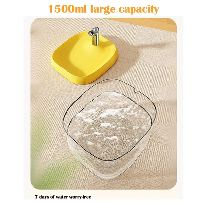 USB-Powered 1.5L Cat Water Fountain - Automatic Filtered Drinking Dispenser for Cats & Small Dogs - Clear Grey Fresh Water Bowl