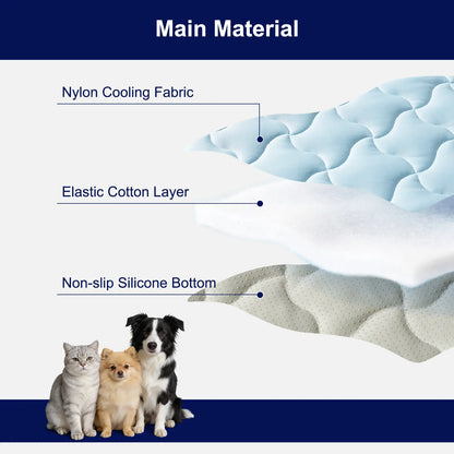 MIXJOY Chill Mat for Dogs & Cats - Q-Max>0.5 Cooling Comfort, Machine Washable, Anti-Slip, Perfect for Indoor/Outdoor Travel - Blue