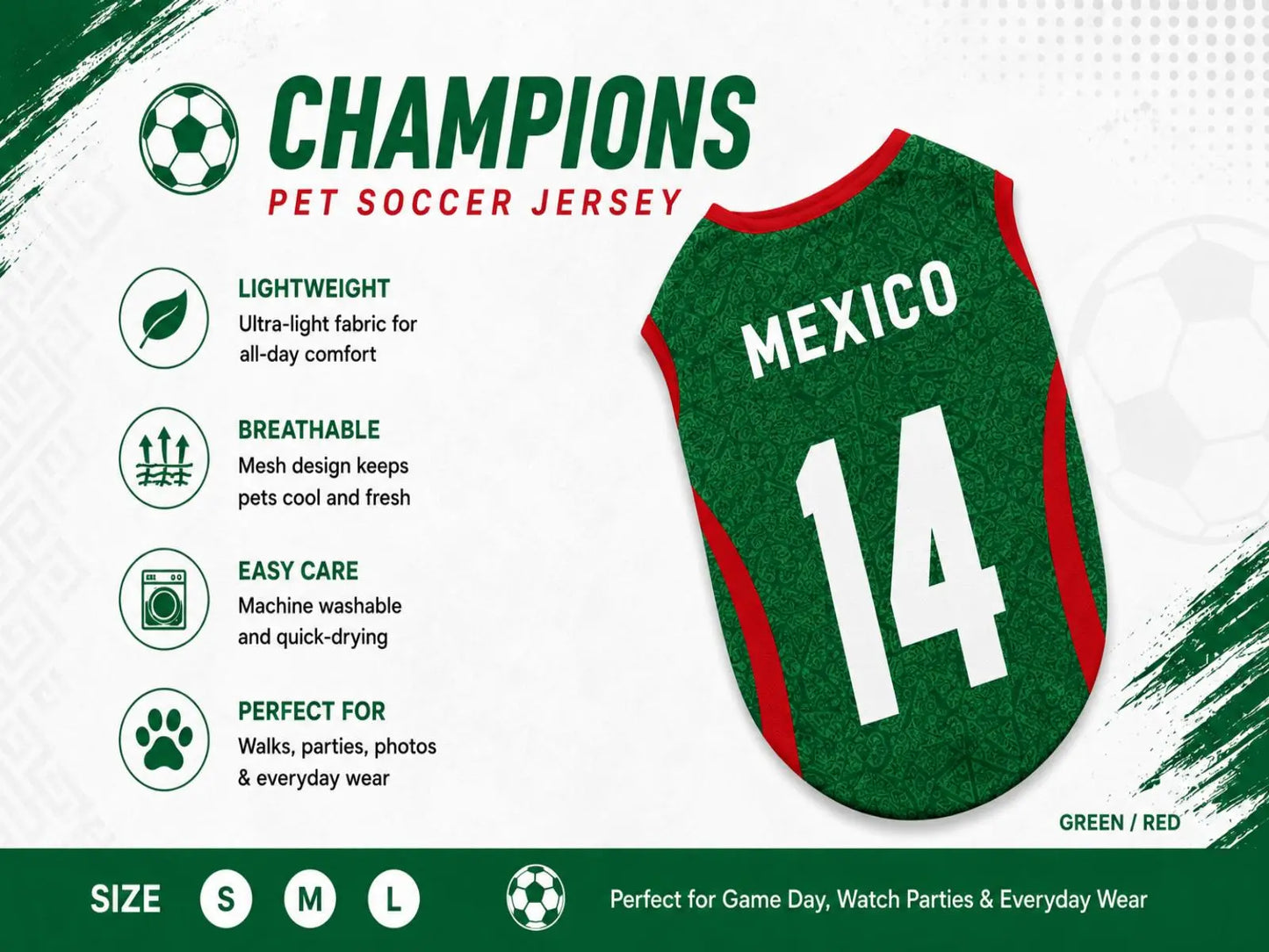 Adorable Pet Soccer Jersey - Stylish Game Day Outfit for Small & Medium Dogs and Cats