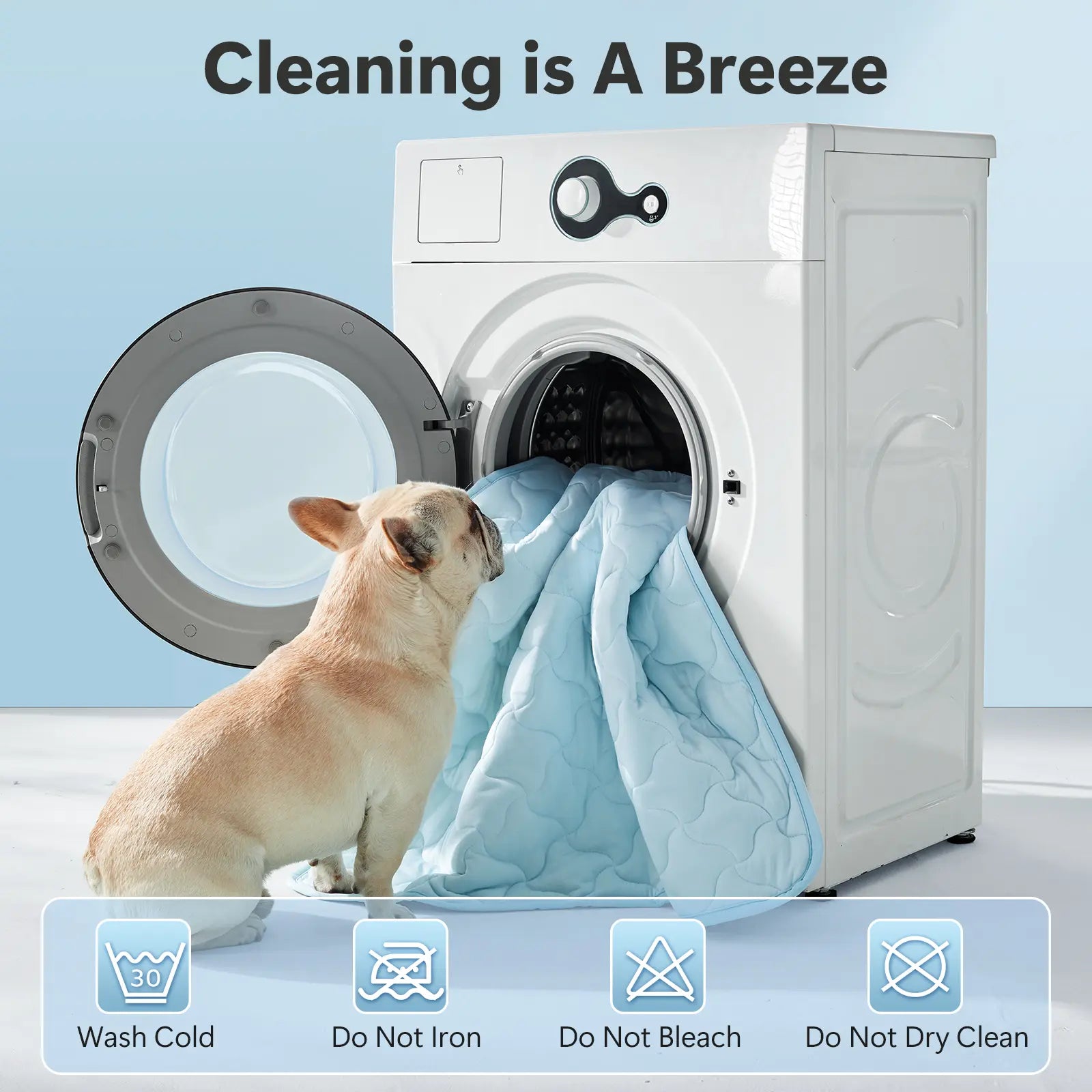 MIXJOY Chill Mat for Dogs & Cats - Q-Max>0.5 Cooling Comfort, Machine Washable, Anti-Slip, Perfect for Indoor/Outdoor Travel - Blue