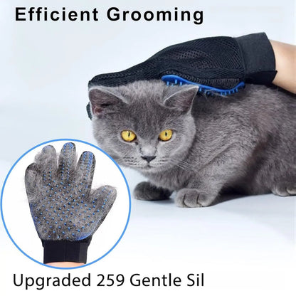 Eco-Friendly Cat Grooming Glove Brush - 259 Silicone Tips, Reusable Pet Hair Remover for Dogs, Cats & Horses, High Efficiency with Adjustable Wrist Strap