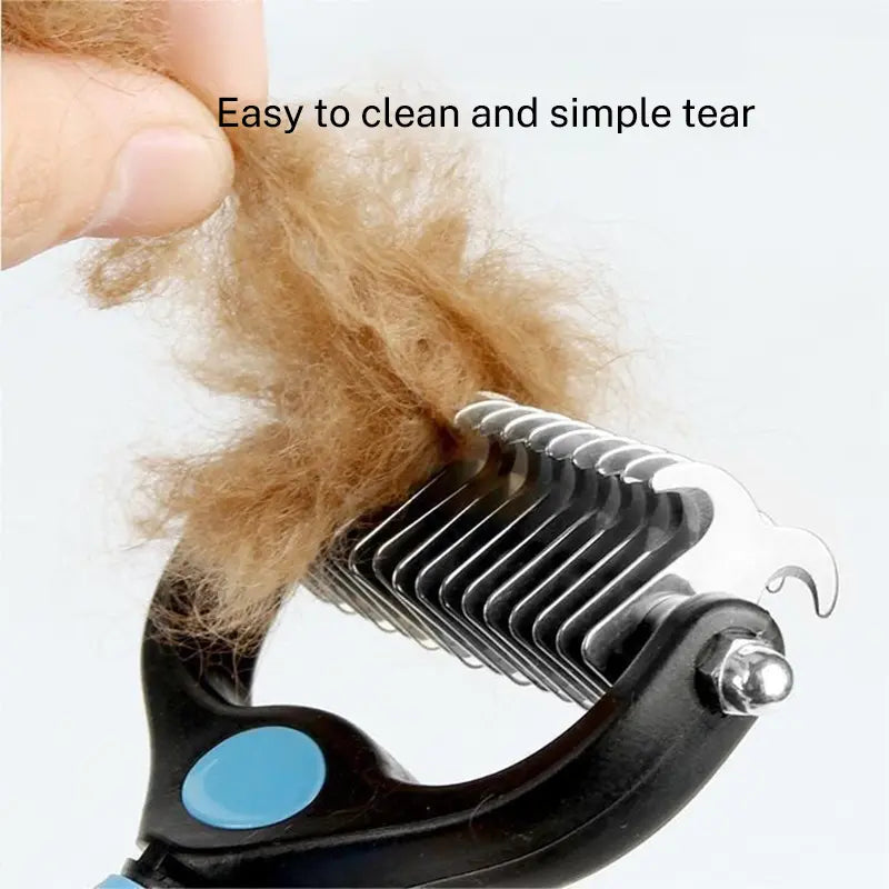 Extra Wide Double-Sided Pet Grooming Rake - Ideal Shedding Brush for Long-Coated Dogs